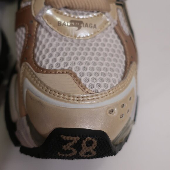 Womens Balenciaga White Taupe Gold Black Laced Grailed Runners Sneaker 8 - Picture 4 of 9